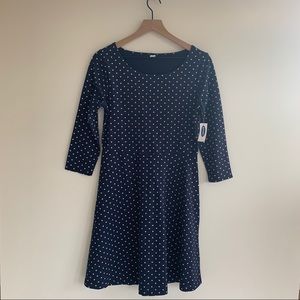 NWT Old Navy Dress Navy White Polka Dot Medium